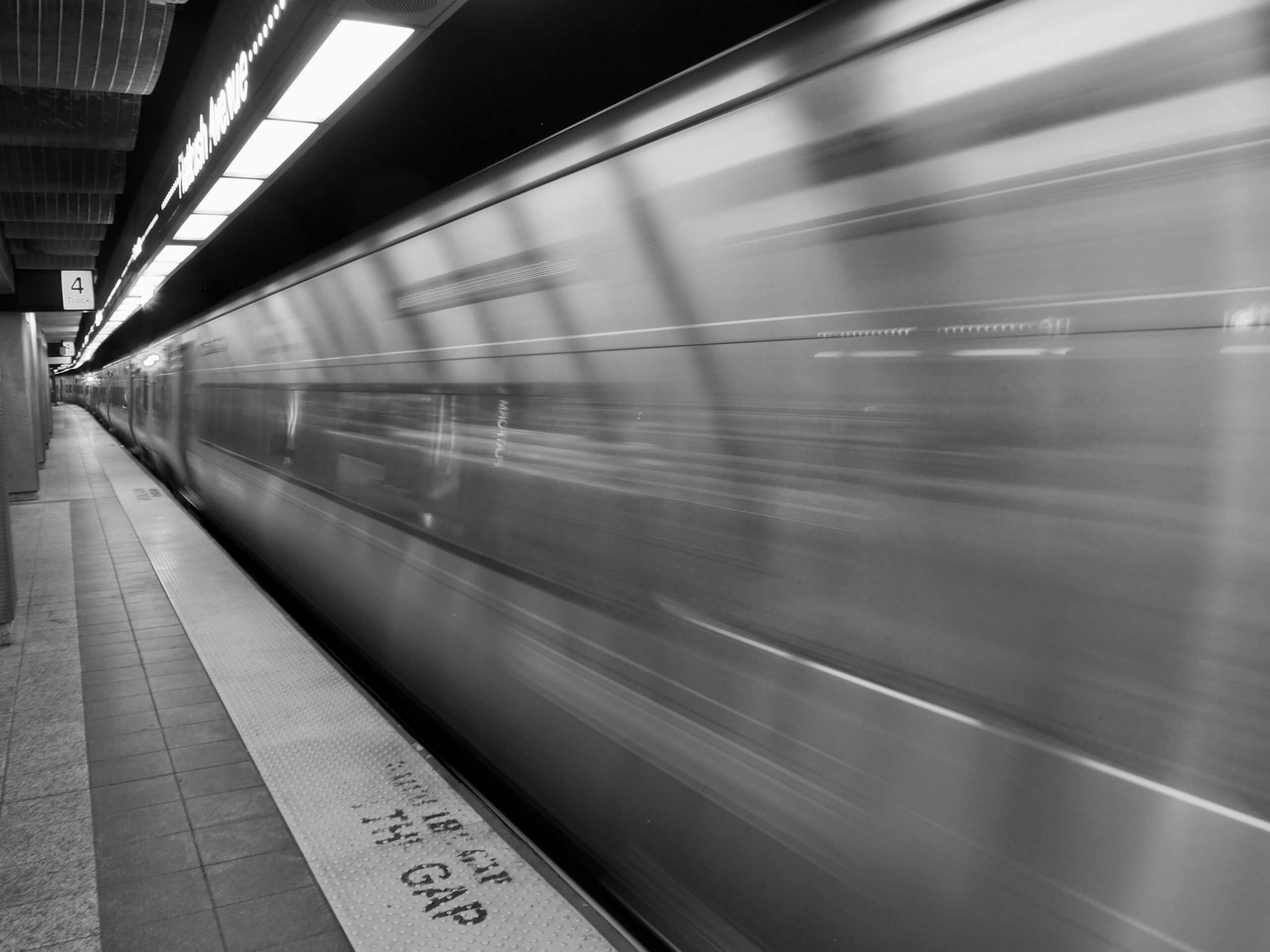 A LIRR train departs Atlantic Terminal in Brooklyn, NY